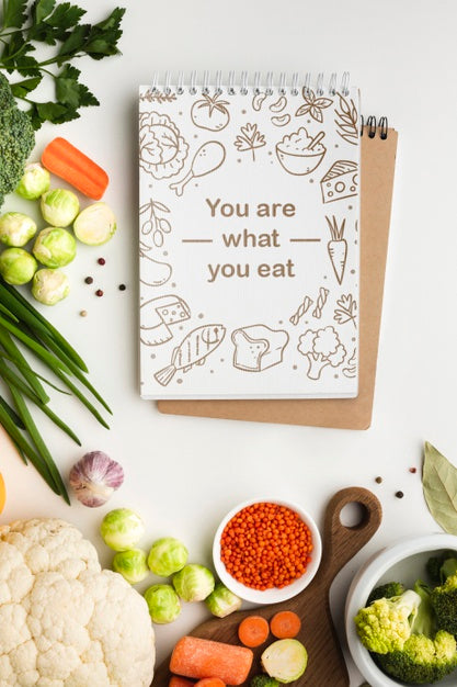 Free Notebook With Healthy Vegetables Psd