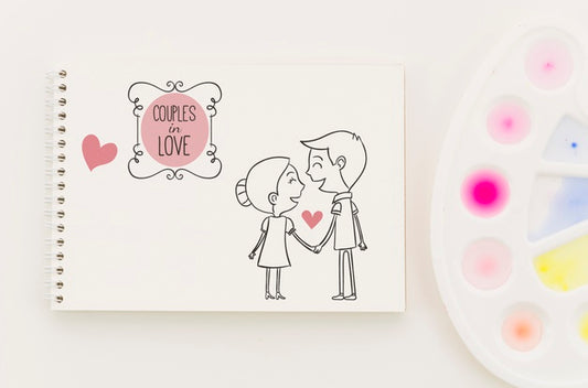 Free Notebook With Love Concept Draw Psd