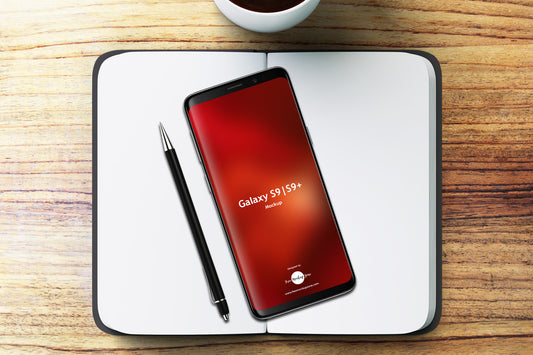 Free Notebook With Samsung Galaxy S9 & S9+ Mockup 2018