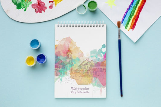 Free Notebook With Watercolors Psd