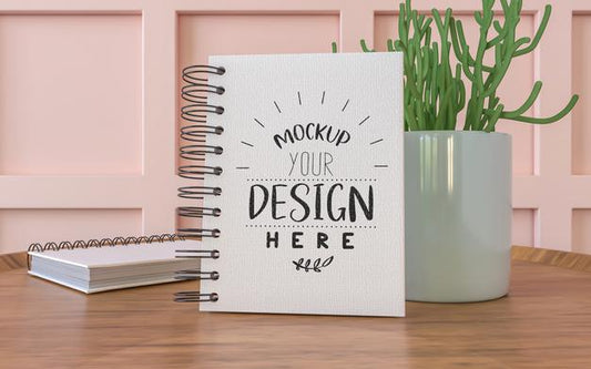 Free Notebook With Work Space Mockup Psd