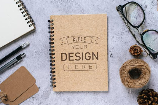 Free Notebook With Work Space Psd Mockup Psd