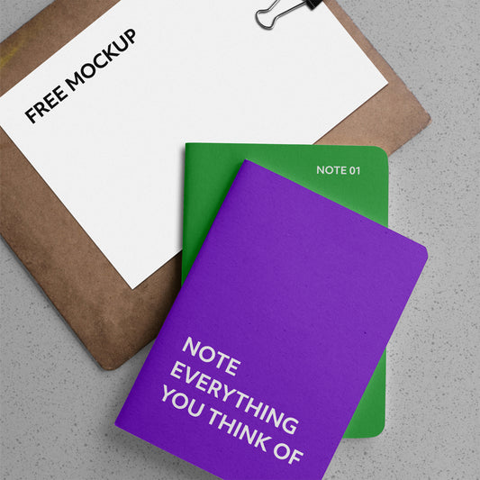 Free Notebooks With Clipboard Mockup