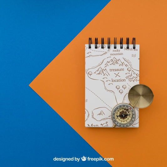 Free Notepad And Compass Psd