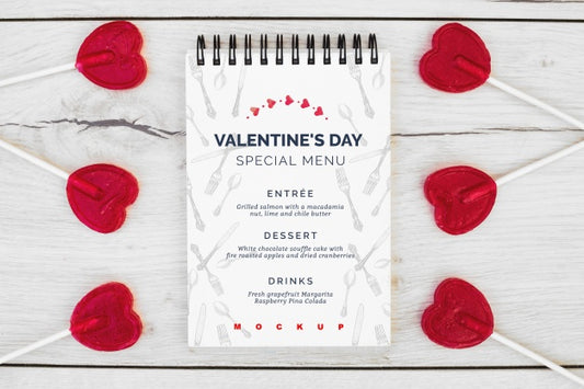 Free Notepad Mockup For Valentines Menu Psd