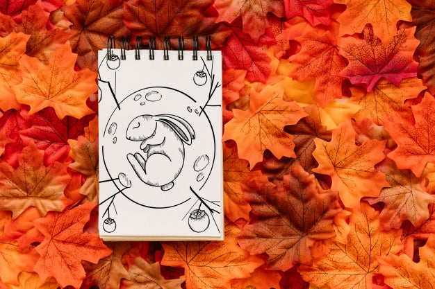 Free Notepad Mockup With Autumn Concept Psd