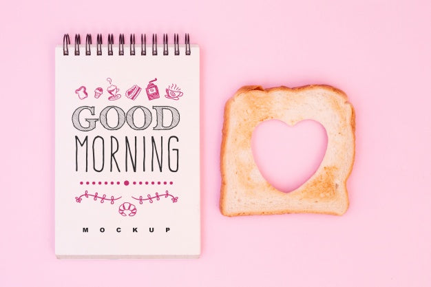 Free Notepad Mockup With Valentines Breakfast Psd