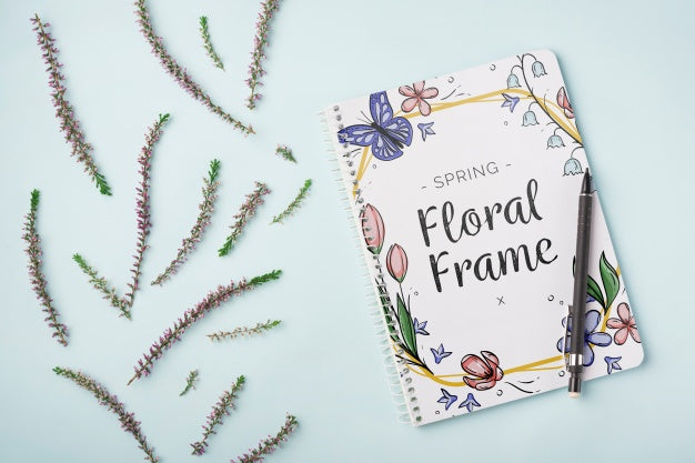 Free Notepad Template For Spring With Flowers Psd – CreativeBooster