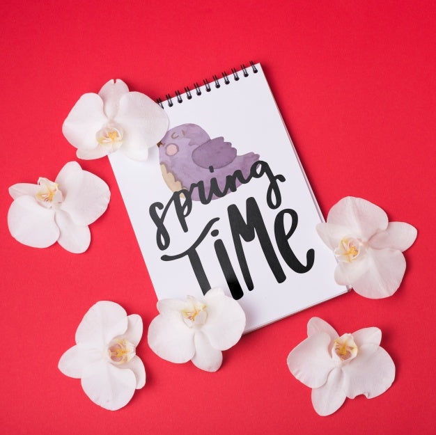 Free Notepad Template For Spring With Flowers Psd – CreativeBooster