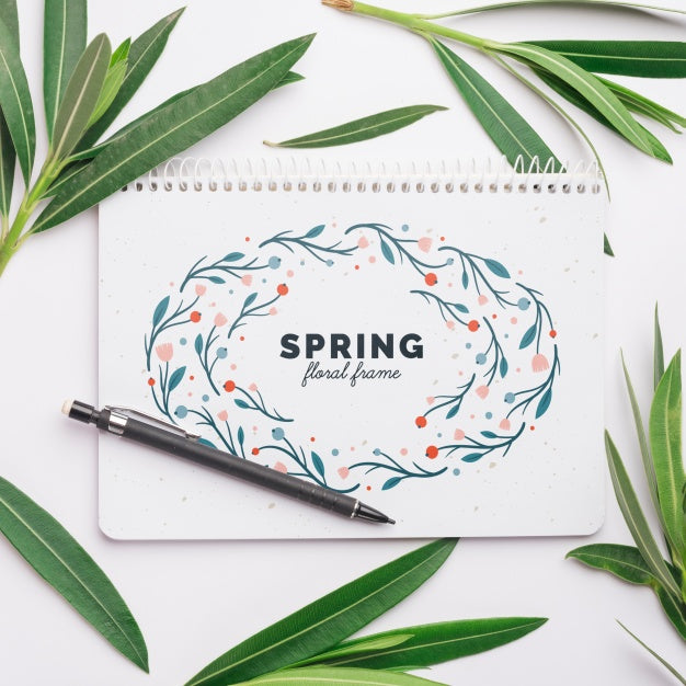 Free Notepad Template For Spring With Flowers Psd – CreativeBooster
