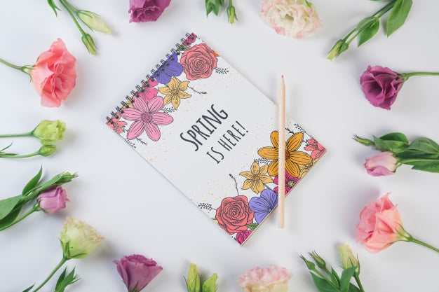 Free Notepad Template For Spring With Flowers Psd – CreativeBooster