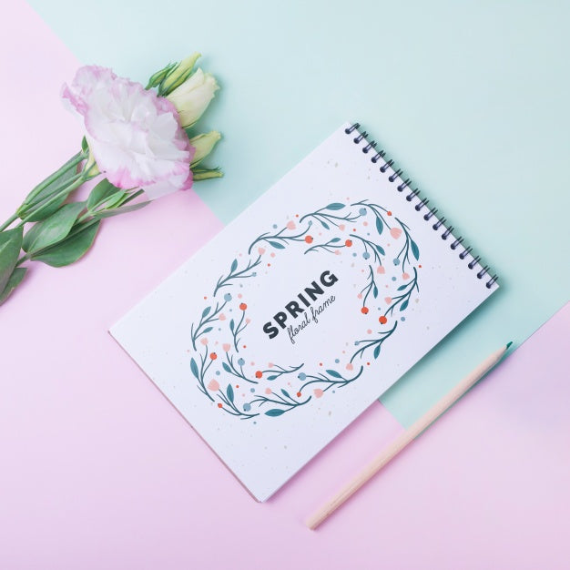 Free Notepad Template For Spring With Flowers Psd