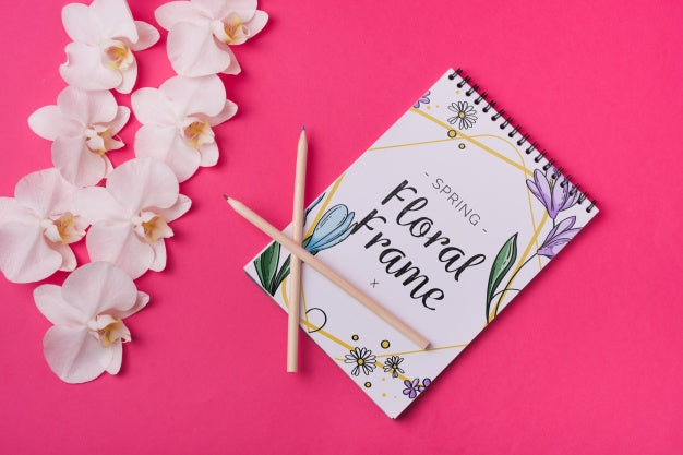 Free Notepad Template For Spring With Flowers Psd – CreativeBooster