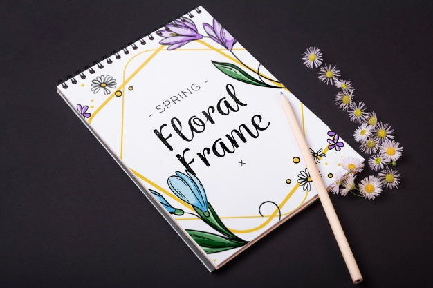 Free Notepad Template For Spring With Flowers Psd – CreativeBooster