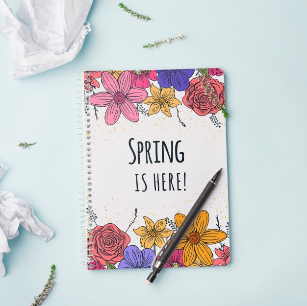 Free Notepad Template For Spring With Flowers Psd