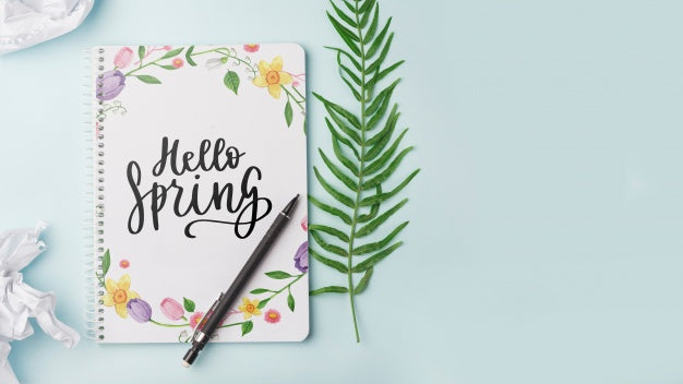 Free Notepad Template For Spring With Flowers Psd