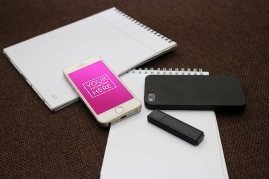 Free Notepad With Smartphone And Flash Drive Psd