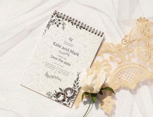 Free Notepad With Wedding Ideas And Wedding Rings Psd