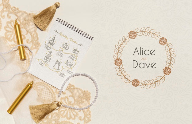 Free Notepad With Wedding Ideas Top View Psd