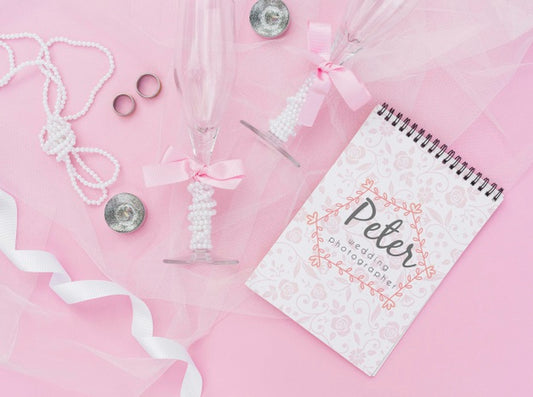 Free Notepad With Wedding Ideas With Objects And Wedding Decoration Psd