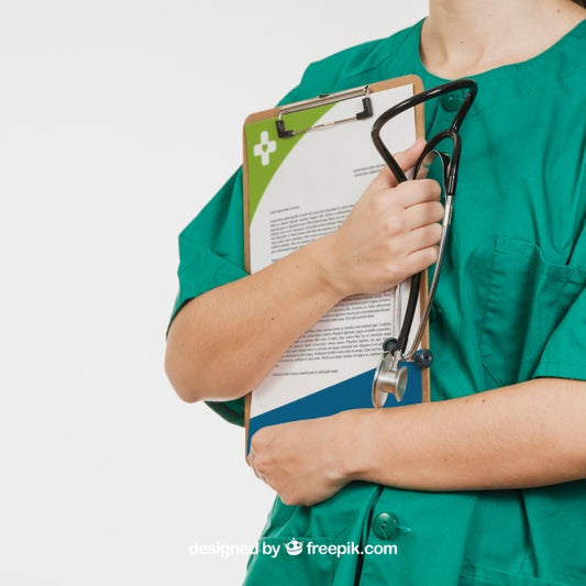 Free Nurse Holding Document And Stethoscope Psd