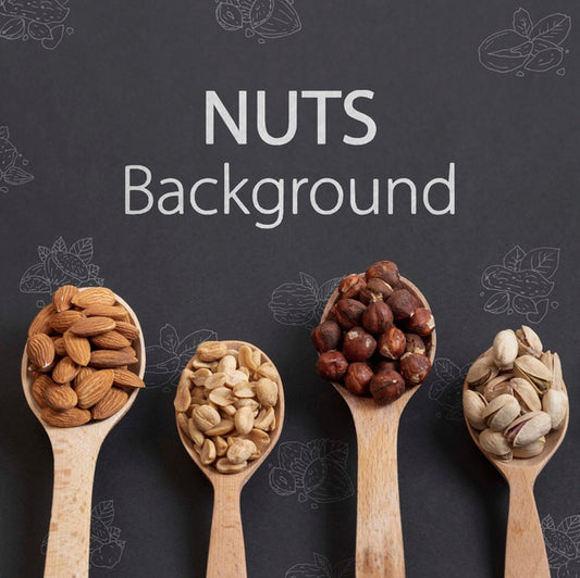 Free Nuts Assortment In Wooden Spoons Psd