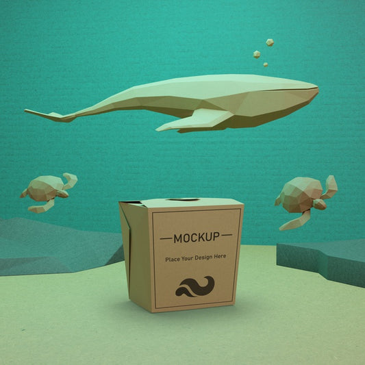Free Ocean Day Concept With Paper Bag And Turtles Psd
