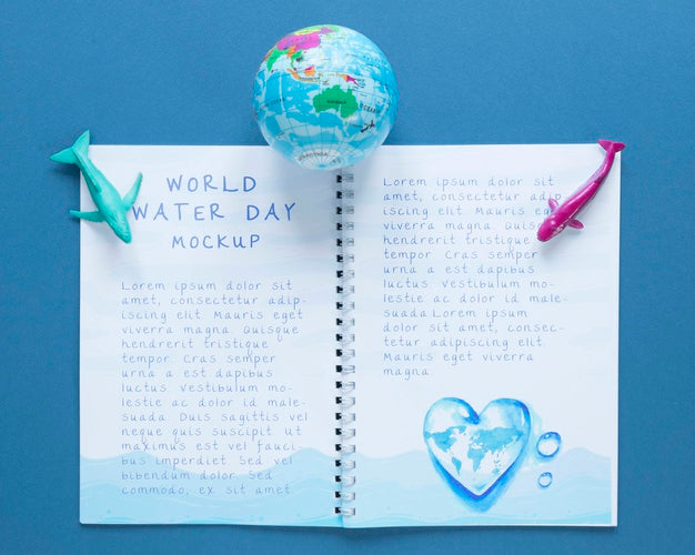 Free Ocean Day Notebook Mock-Up And Earth Psd