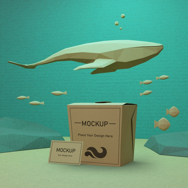 Free Ocean Day Paper Bag Concept With Dolphin Psd