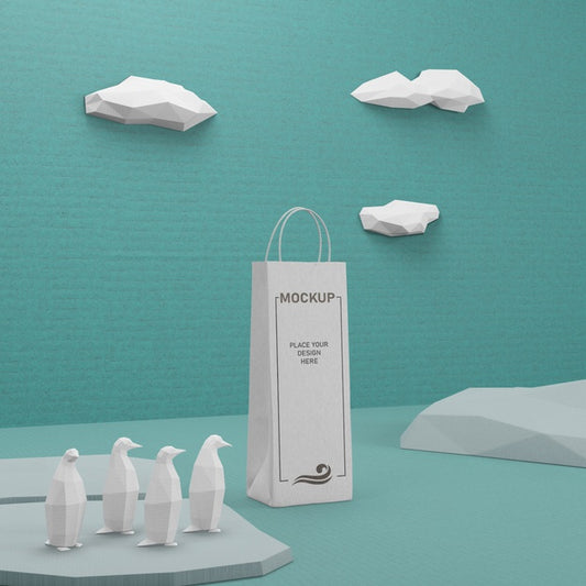 Free Ocean Day Paper Bag With Penguins Psd