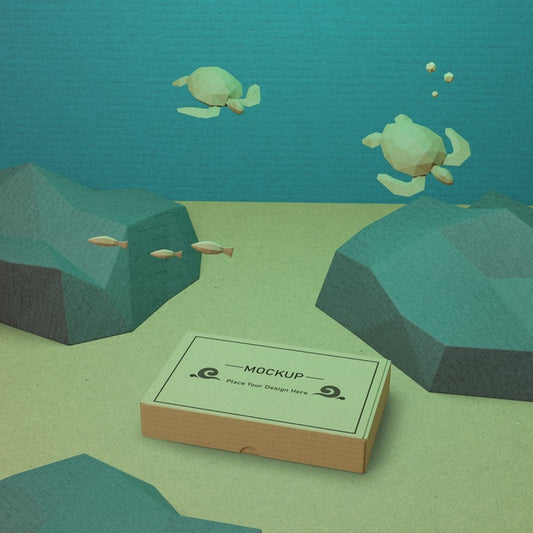 Free Ocean Day Sea Life And Cardboard Box Underwater Psd