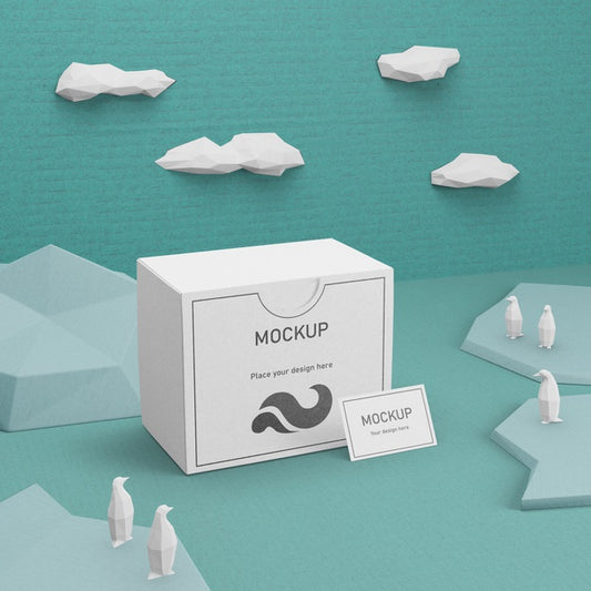 Free Ocean Day Sea Life And Cardboard Box With Mock-Up Psd