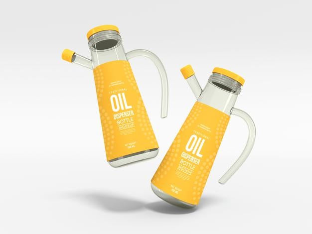 Free Oil Dispenser Bottle Packaging Mockup Psd