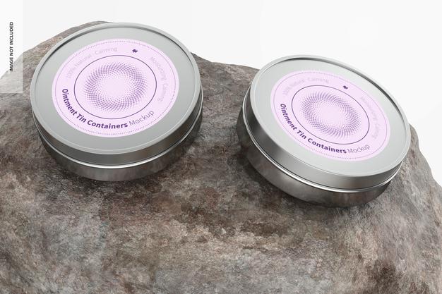 Free Ointment Tin Containers Mockup Psd