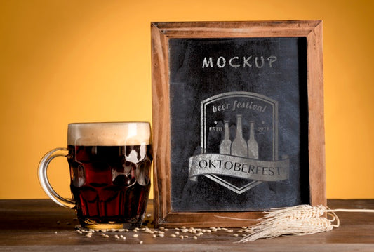 Free Oktoberfest Black Beer With Mock-Up Frame Psd