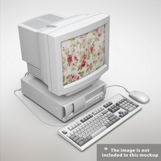 Free Old Computer Mock Up Design Psd