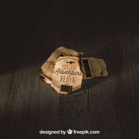 Free Old Paper Mockup With Adventure Concept Psd