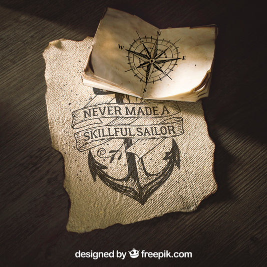 Free Old Paper Mockup With Sailing Concept Psd