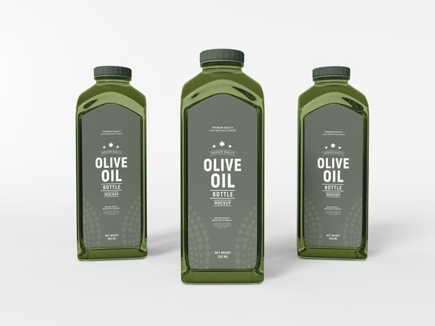 Free Olive Oil Bottle Packaging Mockup Psd