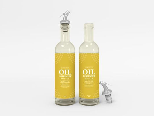 Free Olive Oil Glass Bottle Packaging Mockup Psd