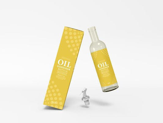 Free Olive Oil Glass Bottle Packaging Mockup Psd