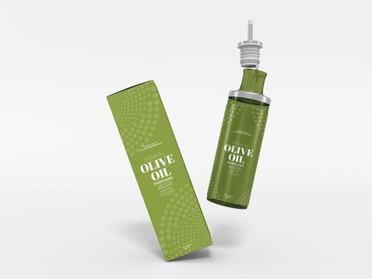 Free Olive Oil Glass Dispender Bottle Mockup Psd