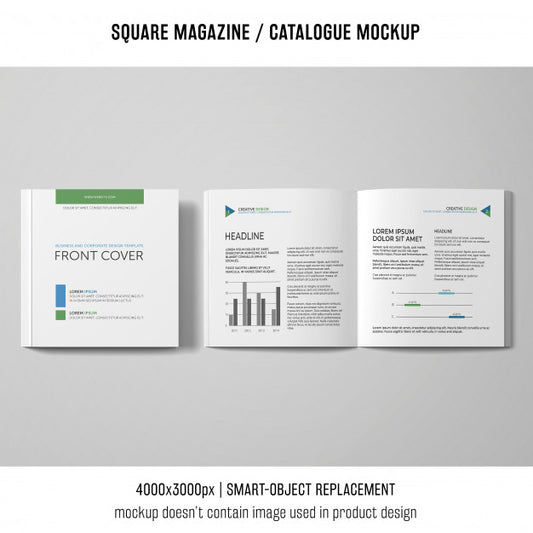 Free Open And Closed Square Magazine Or Catalogue Mockup Psd
