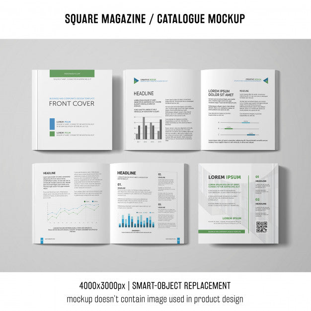 Free Open And Closed Square Magazine Or Catalogue Mockups Psd
