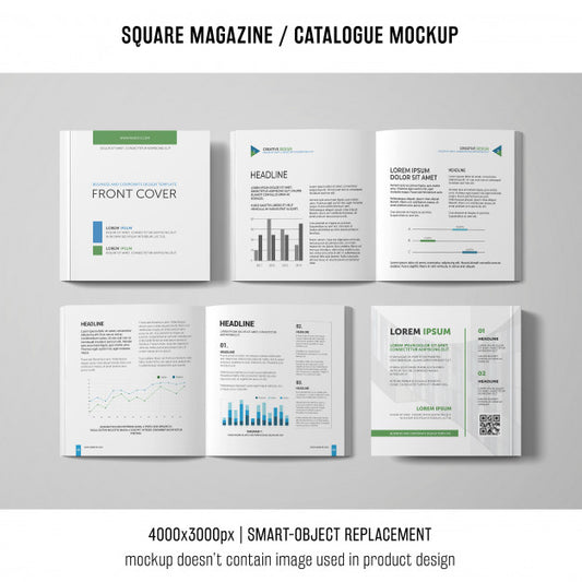 Free Open And Closed Square Magazine Or Catalogue Mockups Psd