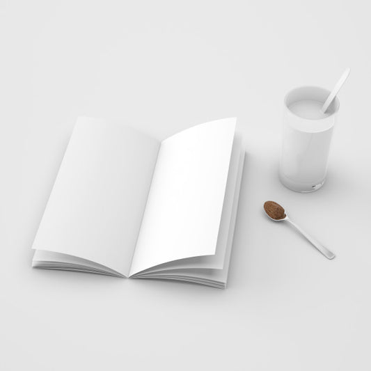 Free Open Book And Spoon With Coffee Psd