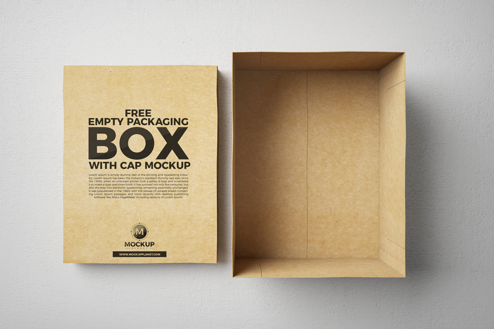 Free Open Cap Box Mockup For Packaging