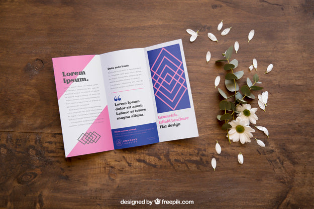 Free Open Magazine Mockup And Petals Psd