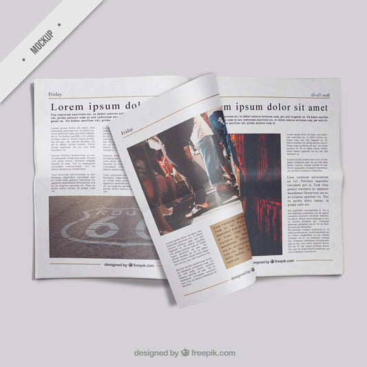 Free Open Newspaper Mockup With A Folded Page Psd
