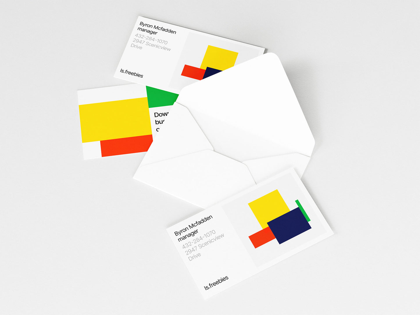 Free Opened Envelope And Business Cards Mockup